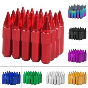 20PCS Aluminum Spike Lug Nuts M12x1.5/M12x1.25 60mm Extended Racing Wheel Nuts 60° Cone Seat Removable Spike Cap Multi Colors - Product Image 1