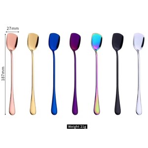 Cuillères longues lavables au lave-vaisselle pour cocktails et desserts Pelle polie Cuillère à remuer Cuillère à crème glacée en acier inoxydable - Product Image 2