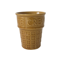 Brillant écologique 2025 dernier Design moderne crème glacée gaufre tasse en céramique Macaron Vase ludique Pastel décor cône bureau fête