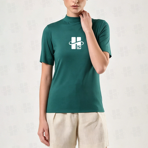 เสื้อยืดคอเต่าผู้หญิง แขนสั้น ผ้าฝ้าย ทรงเข้ารูป ขายส่งราคาถูก รับสกรีนโลโก้ - Product Image 2