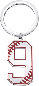 GREPAS GIFTS Porte-clés <span class=keywords><strong>baseball</strong></span> avec initiale, bijou numéro porte-bonheur <span class=keywords><strong>baseball</strong></span>, maillot de <span class=keywords><strong>baseball</strong></span>, pendentif inspirant 0-9 - Product Image 4