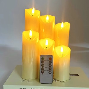 شمعة <span class=keywords><strong>LED</strong></span> تعمل بالبطارية مع وظيفة التحكم عن بعد، مصنوعة من شمع البارافين، مناسبة للأعراس وأعياد الميلاد والكريسماس وديكور المنزل - Product Image 5