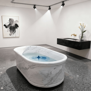 Đá cẩm thạch tự nhiên bồn tắm, ốc xà cừ hình biệt thự khách sạn nội thất Nguồn cung cấp tùy chỉnh rắn đá cẩm thạch bồn tắm - Product Image 6