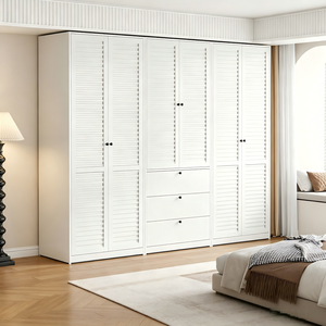 Système de placard métallique haut de gamme noir et blanc, armoire modulaire en acier pour chambre à coucher avec panneaux texturés 3D pour projets <span class=keywords><strong>d</strong></span>'appartements et de villas - Product Image 2