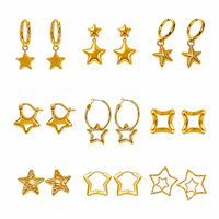 Boucles d'oreilles créoles tendance ES640 Star Design en acier inoxydable, polyvalentes, pour un usage quotidien, bijoux pour femmes, cadeau