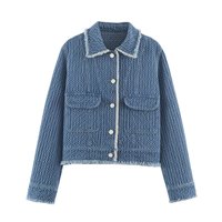 TAOP&ZA Otoño 2026 Nueva Chaqueta Vaquera Elegante y Sencilla para Mujer con Solapa, Manga Larga y Botones Decorativos 4001056