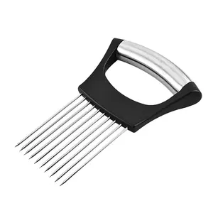 Food Slice Assistant Gemüse halter Edelstahl Zwiebel schneider Zwiebel Chop Obst Gemüse Cutter Slicer Tomaten schneider Messer