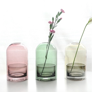 Vase en verre transparent de style nordique au design simple, support de bougie avec couvercle en verre, vase en verre pour arrangement floral en forme artistique, vente en gros - Product Image 6