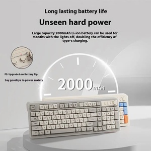 2024 Hot Bán EWEADN V1 kích thước đầy đủ RGB Backlit lộng lẫy không dây tri-chế độ bàn phím cơ khí Xách Tay USB Kailh phương tiện truyền thông núm - Product Image 3