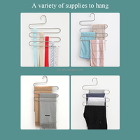 Cintre à vêtements et pantalons en acier inoxydable de Type S à 5 couches, en forme de S, peu encombrant, pour Jeans, écharpe