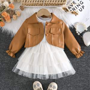 Robe à manches longues pour filles, automne-hiver 2025, nouvelle robe élégante pour petite fille, princesse, bébé, ensemble deux pièces coréen pour enfants - Product Image 1