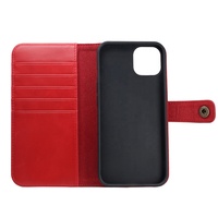Étui pour téléphone portable de luxe, en cuir véritable de vache rouge, pochette multi-cartes, pour iphone 13