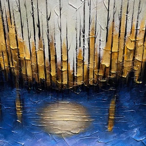 Pintura al Óleo de Paisaje Forestal Dorado, Pintada a Mano, Lienzo sin Marco, Arte para Cabaña, Chalet, Decoración para Amantes de la Naturaleza - Product Image 2