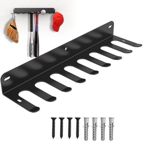 Soporte de pared para bates de béisbol, con capacidad para 16 bates, adecuado para almacenamiento de equipos de gimnasio en casa y como perchero. - Product Image 1