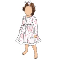 Gaun Anak Perempuan Little Glow Kids Desain Baru Modis Lengan Panjang Lucu Bermotif Kerah O Kancing Depan untuk Bayi Perempuan