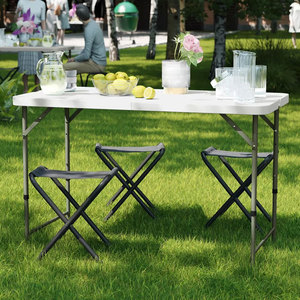 Mesa Dobrável Portátil de Plástico para Exterior, Altura Ajustável, Mesa de Camping e Piquenique - Product Image 1