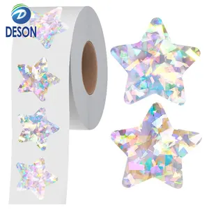 Deson Custom Logo Made Label Holographic Sticker Rainbow Effect impermeável Bright Silver Dragon Hologram Sticker