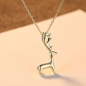 Women's S925 sterling silver gold deer pendant <b>necklace</b>, suitable as a birthday gift, anniversary gift, or graduation gift - Product Image 6