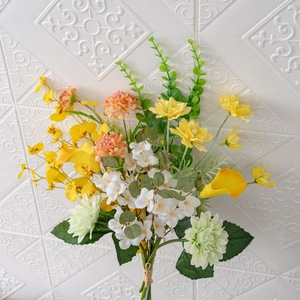 Aomori Stardust Bouquet de fleurs artificielles jaunes et blanches Calla Lily en tissu tissé plastique pour mariage et décoration intérieure CF02135 - Product Image 3