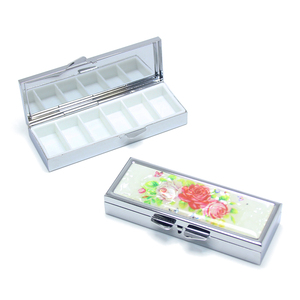 Rectangle Pill Holder Container Medicine Case Capsule Organizer Storage Retro Flower Metal Daily Pill Box Promotion Gifts Items