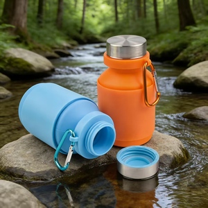 Bouteille d'eau en silicone souple de 550 ml sans BPA avec anneau central, anti-fuite, pour le cyclisme et le camping - Product Image 6