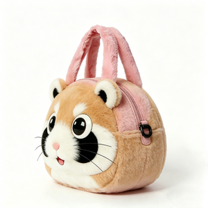 Bolso de Mano de Peluche de Mapache Rosa Personalizado con Ojos Grandes, Bolso Bandolera de Hombro de 2 Formas de Uso, Animal de Peluche Suave de Dibujos Animados Kawaii - Product Image 3