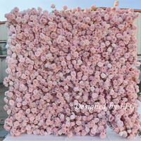 Dinding Bunga Pink Mewah untuk Latar Belakang Pernikahan 8x8ft Persegi Modern Ramah Lingkungan Pola Gulungan Sutra Elemen Dekoratif Elegan