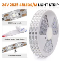 Bande lumineuse LED diffuseur 24V avec lentille 2835 ruban flexible pour rétro-éclairage Extra 1led par coupe bande lumineuse LED haute luminosité