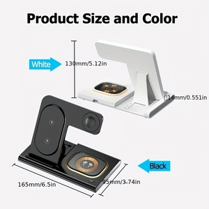 Estación de carga rápida plegable de 15W, <span class=keywords><strong>cargador</strong></span> inalámbrico 3 en 1 para Iphone 15 14 13 12 11 Pro Max Plus Watch 9/8 para AirPods - Product Image 6