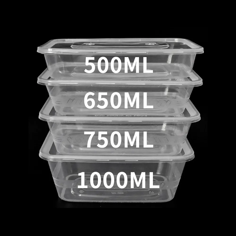 500ml Disposable microwave plastic food container takeaway box with lid