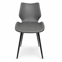 Chaise de salle à manger moderne de luxe en cuir PU gris avec pieds en fer épais et base croisée, capacité de charge de 300 kg pour la maison, le restaurant, le café