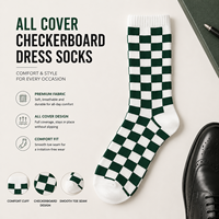 Chaussettes à carreaux personnalisées avec logo pour hommes, chaussettes habillées jacquard en coton premium, chaussettes décontractées tendance, vente en gros OEM privée