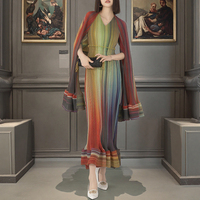 2025 femmes écologique décontracté Miyake Robe à manches longues plissé à volants doux formelle Robe de soirée grande taille Blouse robes