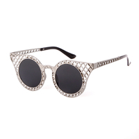 Lunettes de soleil œil de chat pour femmes, monture complète, protection UV400, monture noire en treillis