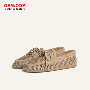 Classic Beige Mesh Boat Shoes Ultra Breathable Suede Leather Trim Moccasins Lightweight Slip On Casual Deck Shoes Summer Flats - Product Image 1