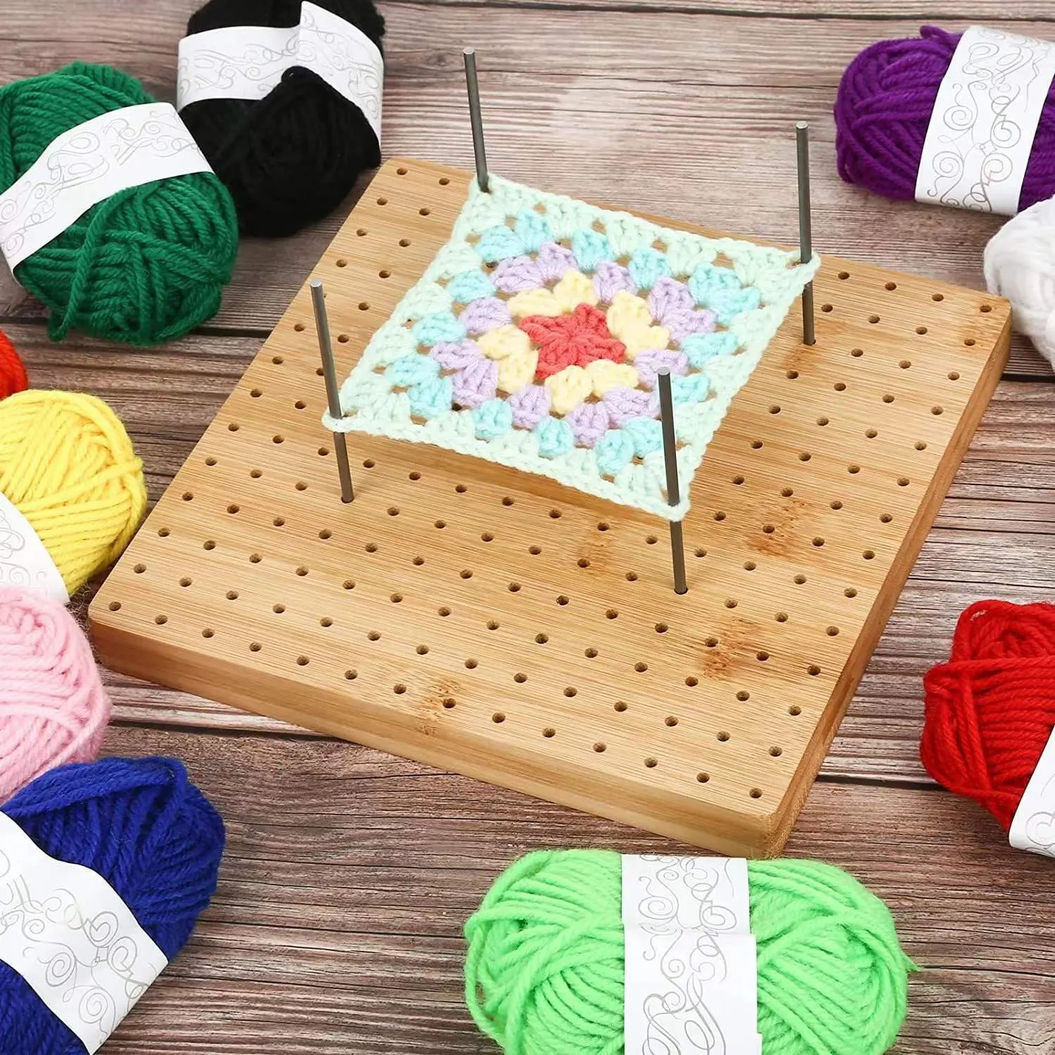 Tablero de bloqueo de madera para tejer Crochet Tablero de clavijas de madera para tejer DIY