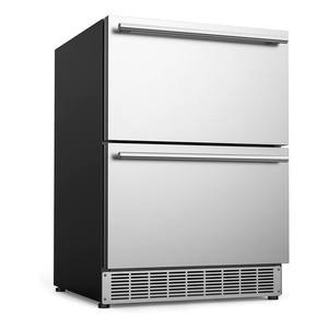 Frigorifero per Vini e Bevande <span class=keywords><strong>da</strong></span> Incasso Sotto il Bancone, Frigorifero <span class=keywords><strong>a</strong></span> Doppio Cassetto Integrato in Acciaio Inossidabile - Product Image 1