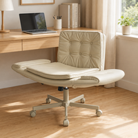 Chaise de bureau pivotante confortable avec accoudoirs rabattables et pieds croisés, idéale pour coiffeuse ou ordinateur, avec roulettes – Vente en gros