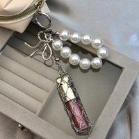 Pendentif polyvalent style Instagram, nœud perlé, rouge à lèvres, sac en maille, porte-clés en acier inoxydable, décoration de sac, DIY Niche
