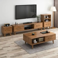 Table basse de style antique moderne, meuble TV avec pieds en bois massif, meuble TV en chêne
