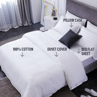 Ensemble de literie hôtel 100% pur coton King Queen Double grande taille unique 4 pièces ensemble de draps de lit couleur unie