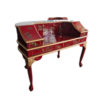 Table de toilette orientale antique pour salon |   Coiffeuse en bois artisanale avec panneau décoratif et rangement à tiroirs, miroir de maquillage inclus
