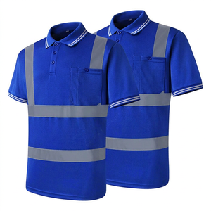 Camisetas Polo de Seguridad con Logotipo Personalizado, Rayas Azules y Bolsillos - Ropa de Trabajo Impermeable Clase 2 ANSI para Hombre/Mujer - Product Image 1