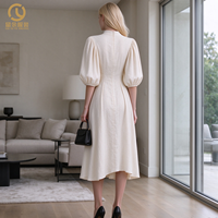 Robe midi élégante pour femme, col en V, 100% Lin Blanc, Coupe décontractée trapèze, avec Spandex, Modal, Coton, Volants, pour la plage, Couleur unie naturelle