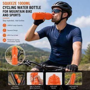 Wholesale Custom Personalized Logo Bicycle Water <b>Bottle</b> 1000ML 32oz BPA-Free <b>Plastic</b> <b>Squeeze</b> <b>Bottle</b> for Promotional Gift - Product Image 5