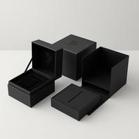 Coffret cadeau de luxe en carton rigide pour montre, emballage personnalisé avec insert en mousse velours et tiroir, et logo en feuille d'or