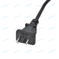 Adaptateur de prise US 2 broches NEMA 1-15P vers CEE7/16 EU 4.0mm 2 trous, cordon d'alimentation court de 1 pied, adaptateur de prise US vers prise européenne
