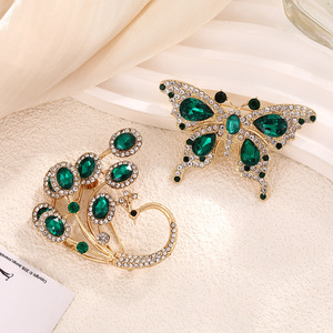 Butterfly Alloy Brooch Green <b>Crystal</b> Zinc Alloy Women's Party Fashion Accessory - Product Image 1
