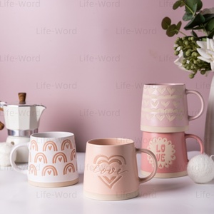 Offre Spéciale tasse de coeur créative tasse à café en céramique faite à la main avec impression en relief de cire Couple saint valentin tasses cadeaux - Product Image 4