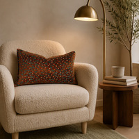 Coussin décoratif lombaire rectangulaire aspect velours œil de paon orange rouille pour canapé, lit, salon, chambre, décoration intérieure